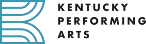Logo featuring a stylized blue "K" on the left and the words "Kentucky Performing Arts" in bold black letters on the right.