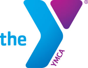The YMCA logo with the word "the" in blue, a large blue “Y” shape, and “YMCA” in purple text set at an angle in the lower right.