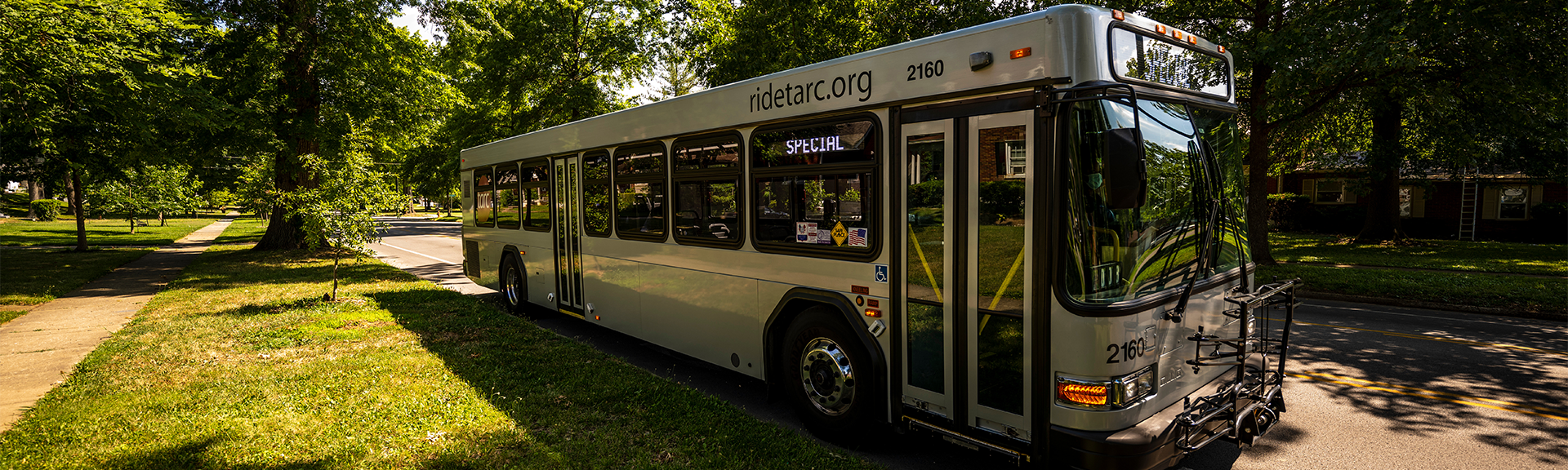 A public transit bus labeled 