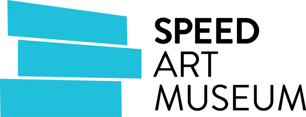 Speed Art Museum logo with three staggered blue rectangles on the left and the text "SPEED ART MUSEUM" in black on the right.