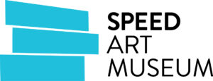 Speed Art Museum logo with three staggered blue rectangles on the left and the text "SPEED ART MUSEUM" in black on the right.