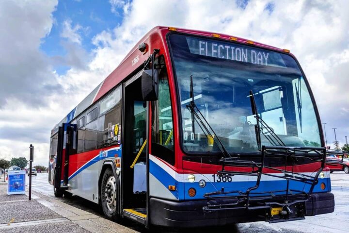 A city bus with 